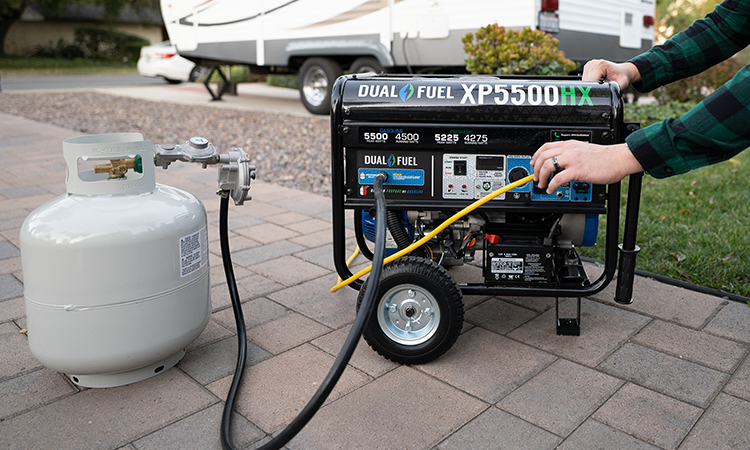 This DuroMax portable generator costs $750 and can deliver 5,500 watts of power for a few hours. It is designed primarily for camping or tailgating, but can briefly power lights or a household appliance. If used improperly, portable generators can pose serious safety risks.