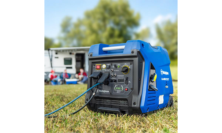 An inverter generator, like this Westinghouse iGen 4500, can produce 4,500 watts and runs on gasoline. Other types of inverters can run on propane. They are less noisy than portable generators but also must be operated outdoors.