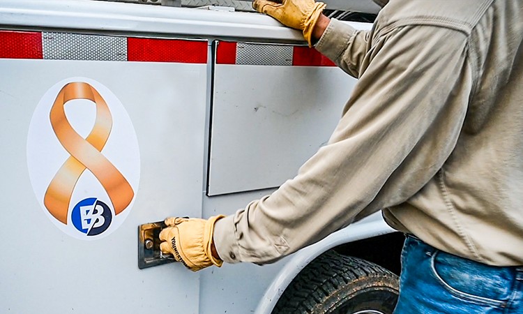 gold ribbon on truck