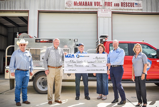 Bluebonnet, LCRA award $20,000 grant to McMahan Volunteer Fire Department
