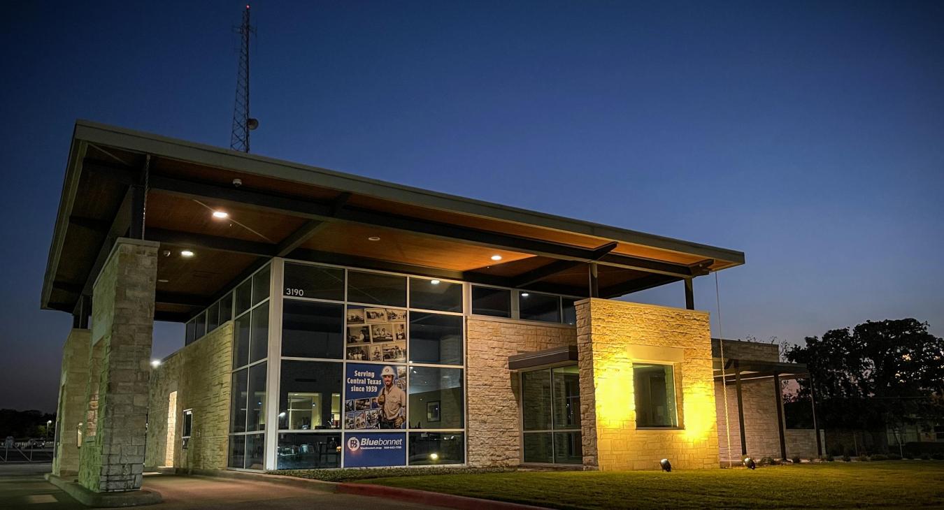 Giddings member service center lit up for Childhood Cancer Awareness Month in September