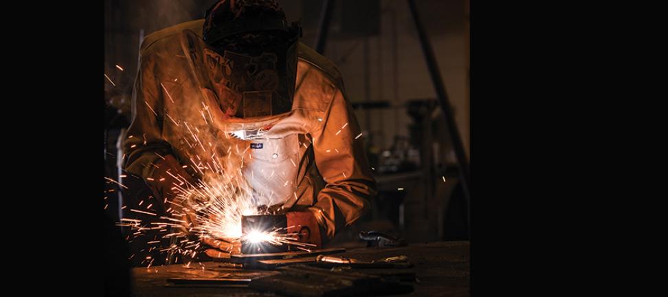 Giddings High School sophomore Clay Beisert works on his welding skills